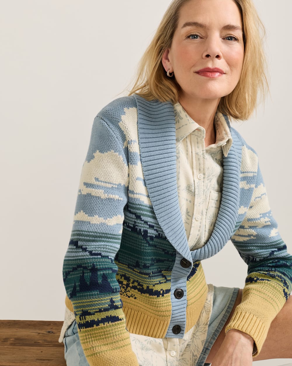 Shop Women's Big Sky Cotton Graphic Cardigan Sweater - Pendleton Quality