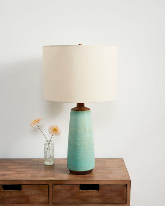 Handmade Stoneware & Wood Table Lamp - Pendleton Everyday