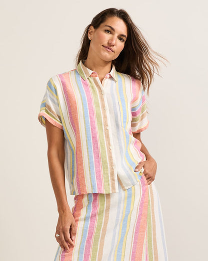Women's Short-Sleeve Stripe Linen Shirt - Pendleton Special Offer