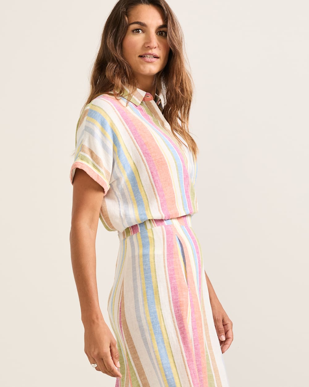 Women's Short-Sleeve Stripe Linen Shirt - Pendleton Special Offer