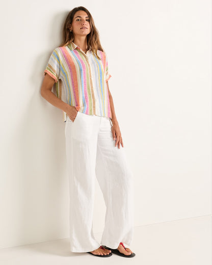 Women's Short-Sleeve Stripe Linen Shirt - Pendleton Special Offer