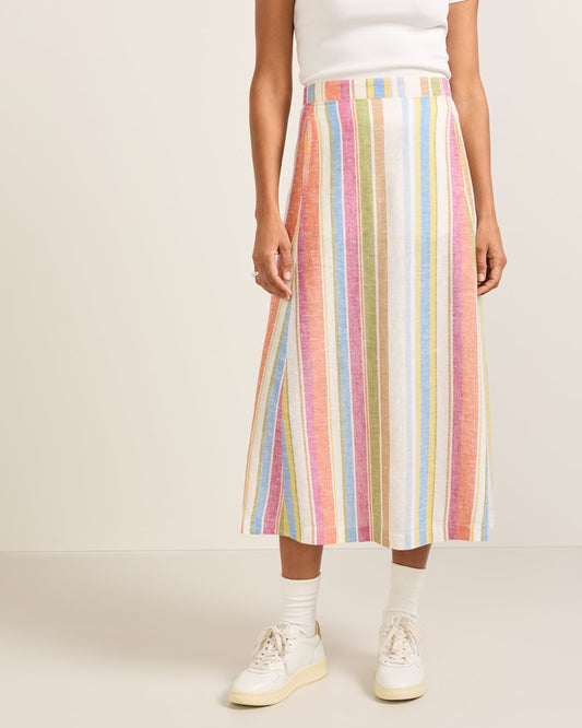 Women's Stripe Linen Midi Skirt - Pendleton Best Seller