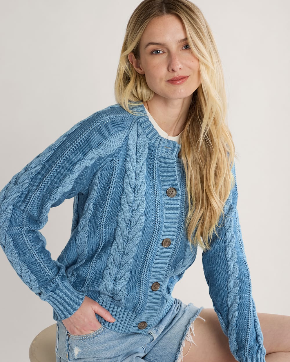 Shop Women's Cotton Cable Knit Button-Front Cardigan - Pendleton Smart Buy