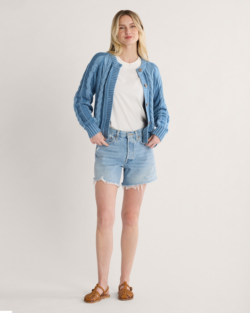 Shop Women's Cotton Cable Knit Button-Front Cardigan - Pendleton Smart Buy