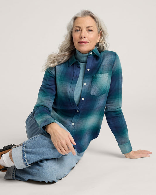 Buy Women's Plaid Cotton Flannel Relaxed Shirt Tops - Pendleton Essential