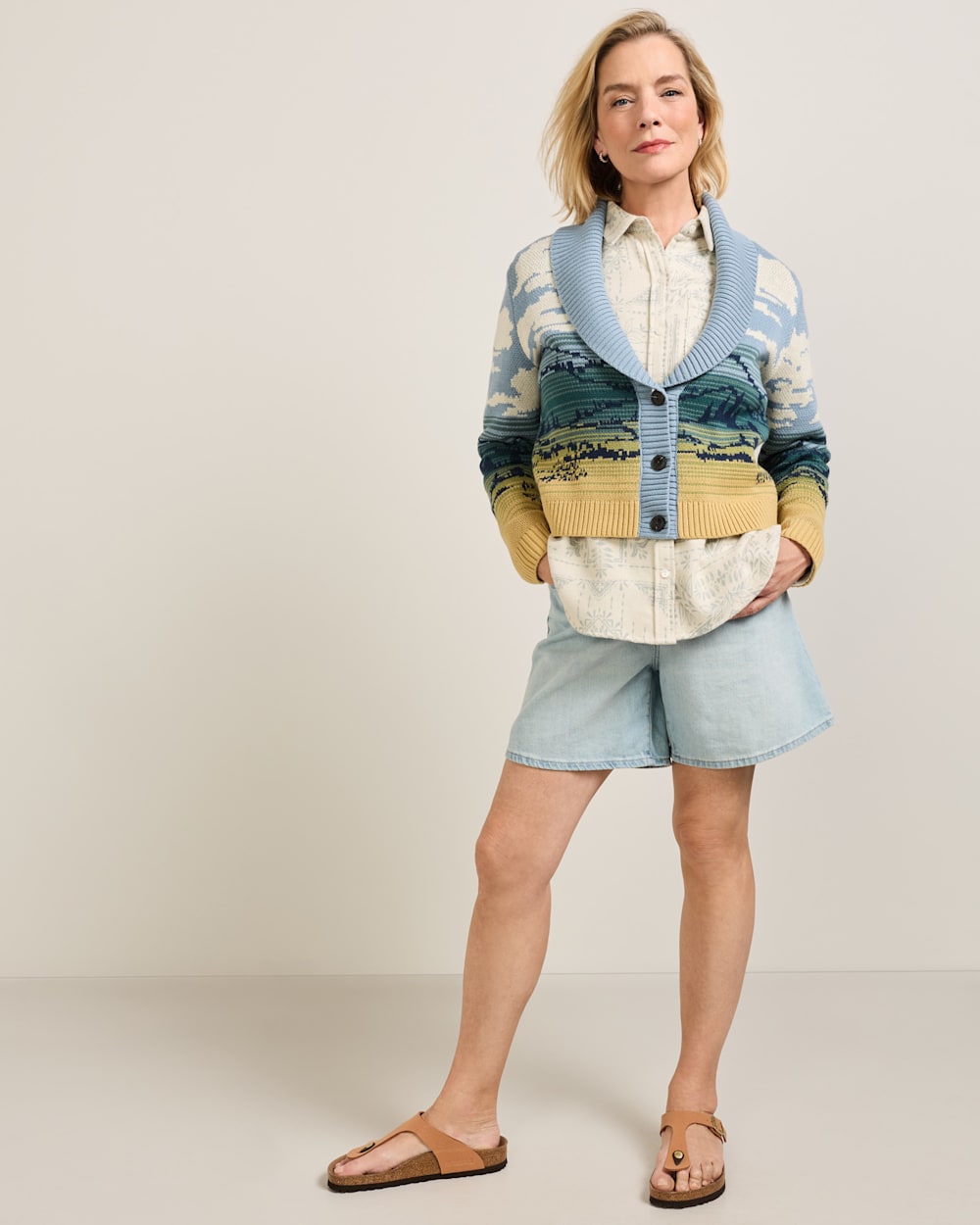 Shop Women's Big Sky Cotton Graphic Cardigan Sweater - Pendleton Quality