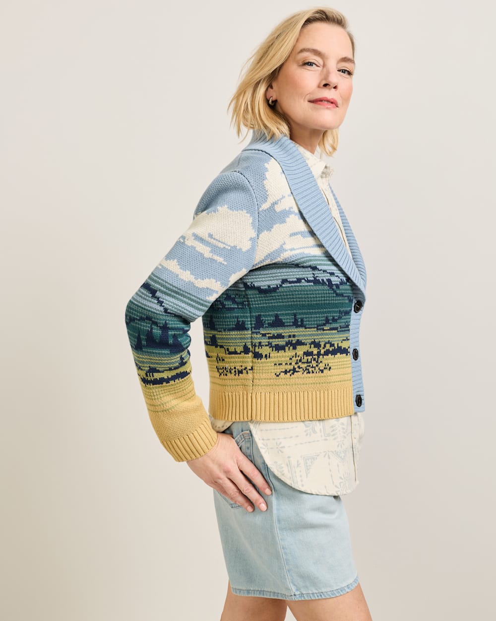 Shop Women's Big Sky Cotton Graphic Cardigan Sweater - Pendleton Quality