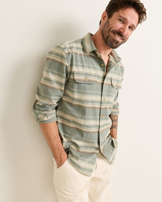 Shop Men's Long-Sleeve Stripe Beach Shack Cotton Shirt - Pendleton Deals