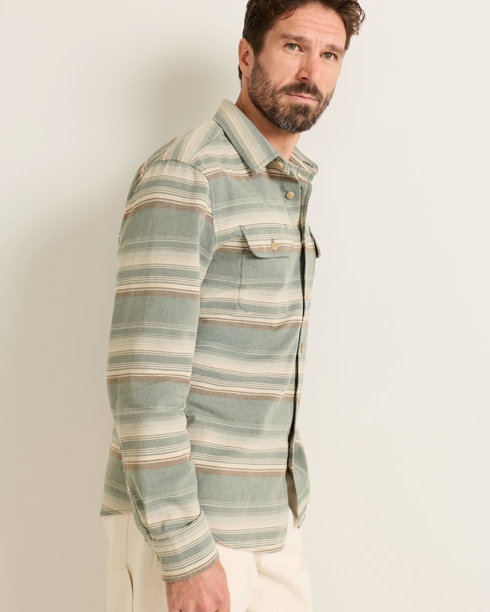 Shop Men's Long-Sleeve Stripe Beach Shack Cotton Shirt - Pendleton Deals