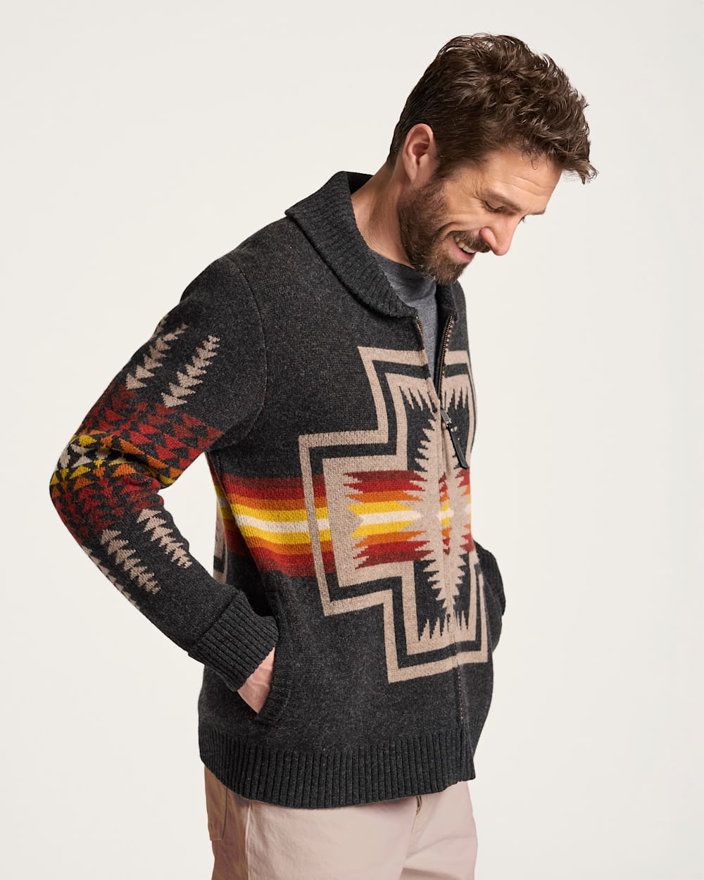Stay Stylish and Cozy in Men's Harding Zip Lambswool Cardigan - Pendleton Quality