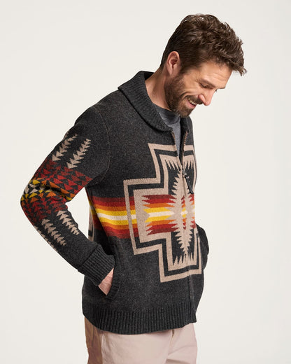 Stay Stylish and Cozy in Men's Harding Zip Lambswool Cardigan - Pendleton Quality