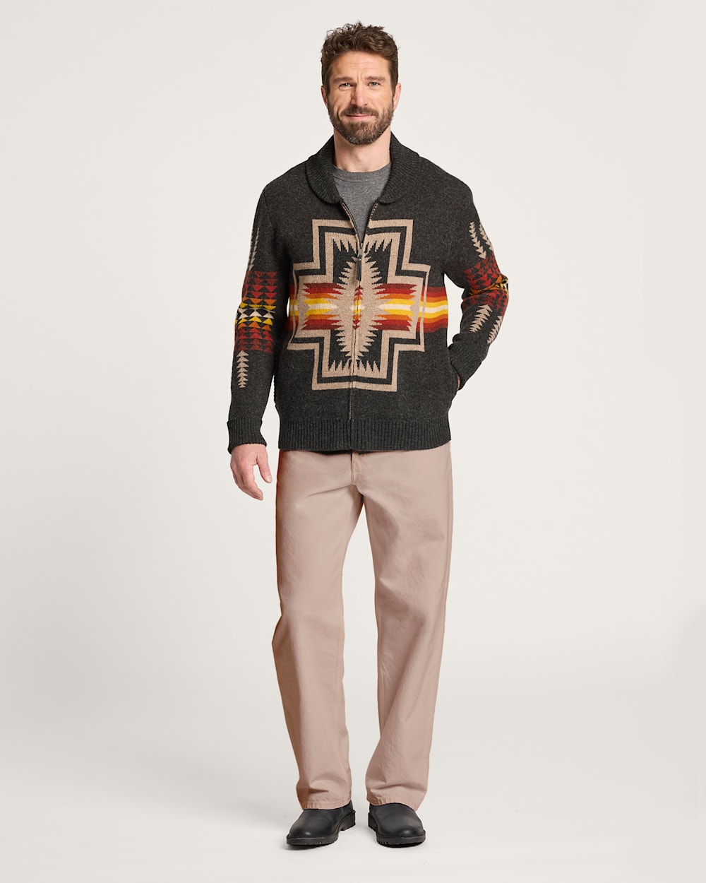 Stay Stylish and Cozy in Men's Harding Zip Lambswool Cardigan - Pendleton Quality