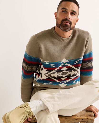 Shop Men's Long-Sleeve Bridge Creek Pattern Cotton Sweater - Pendleton Best Seller