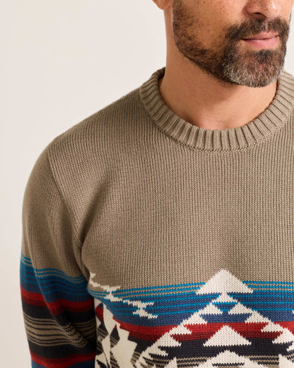 Shop Men's Long-Sleeve Bridge Creek Pattern Cotton Sweater - Pendleton Best Seller