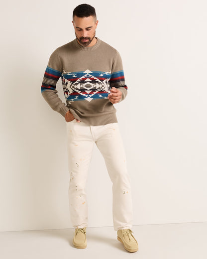 Shop Men's Long-Sleeve Bridge Creek Pattern Cotton Sweater - Pendleton Best Seller