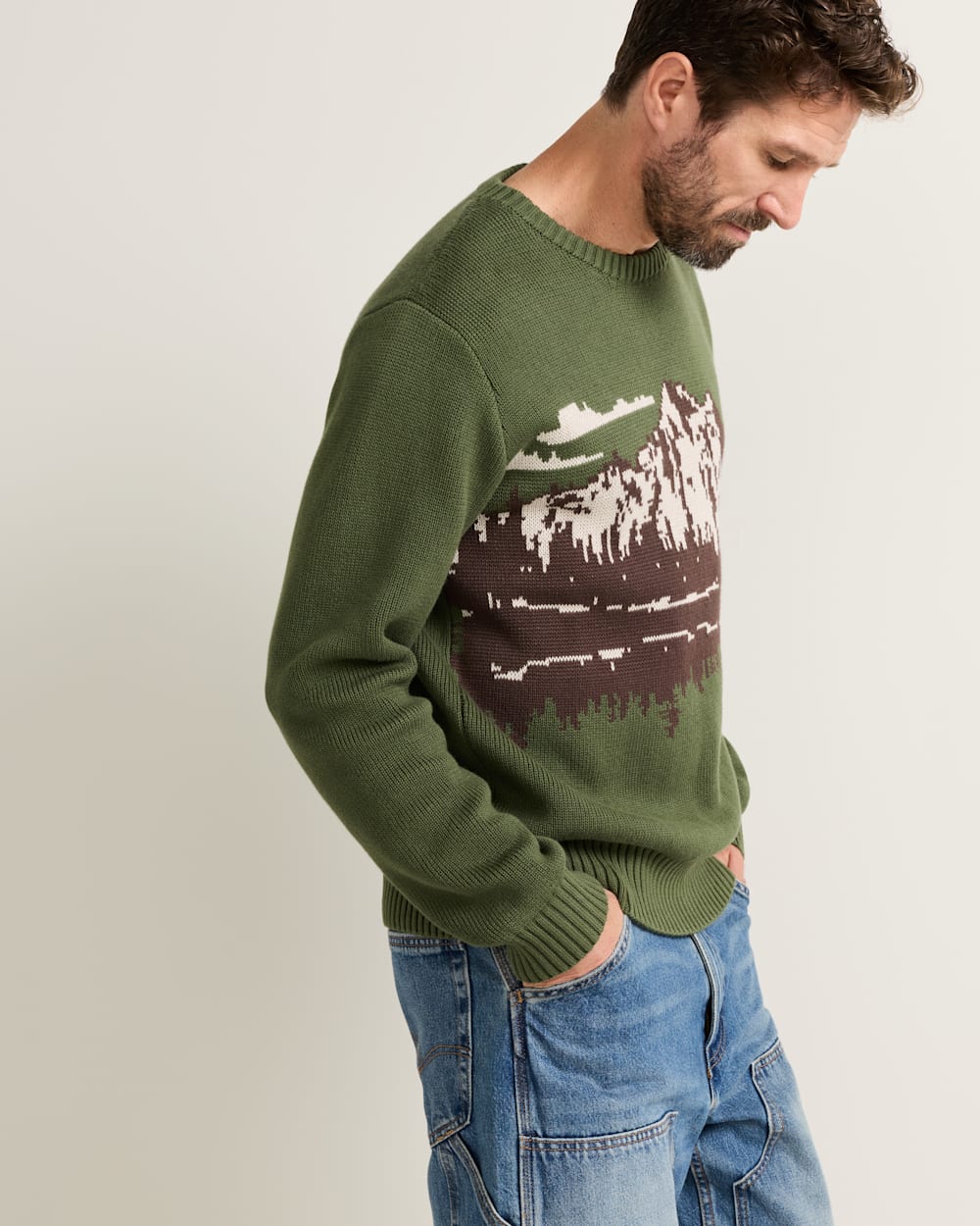 Shop Men's Lake Scene Cotton Pullover Long-Sleeve Sweater - Pendleton Best Seller