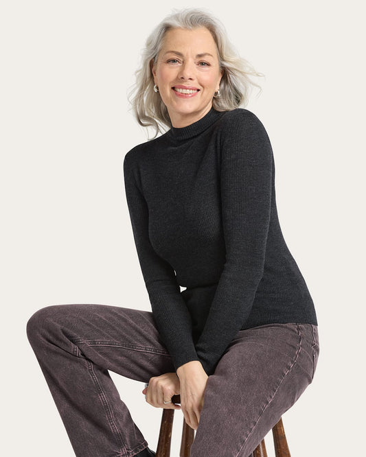 Shop Women's Rib Merino Mockneck in Sweaters - Pendleton Quality