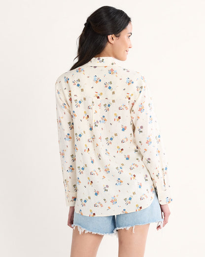 Shop Women's Beach Print Coastal Linen Shirt Lightweight and Stylish - Pendleton Great Value