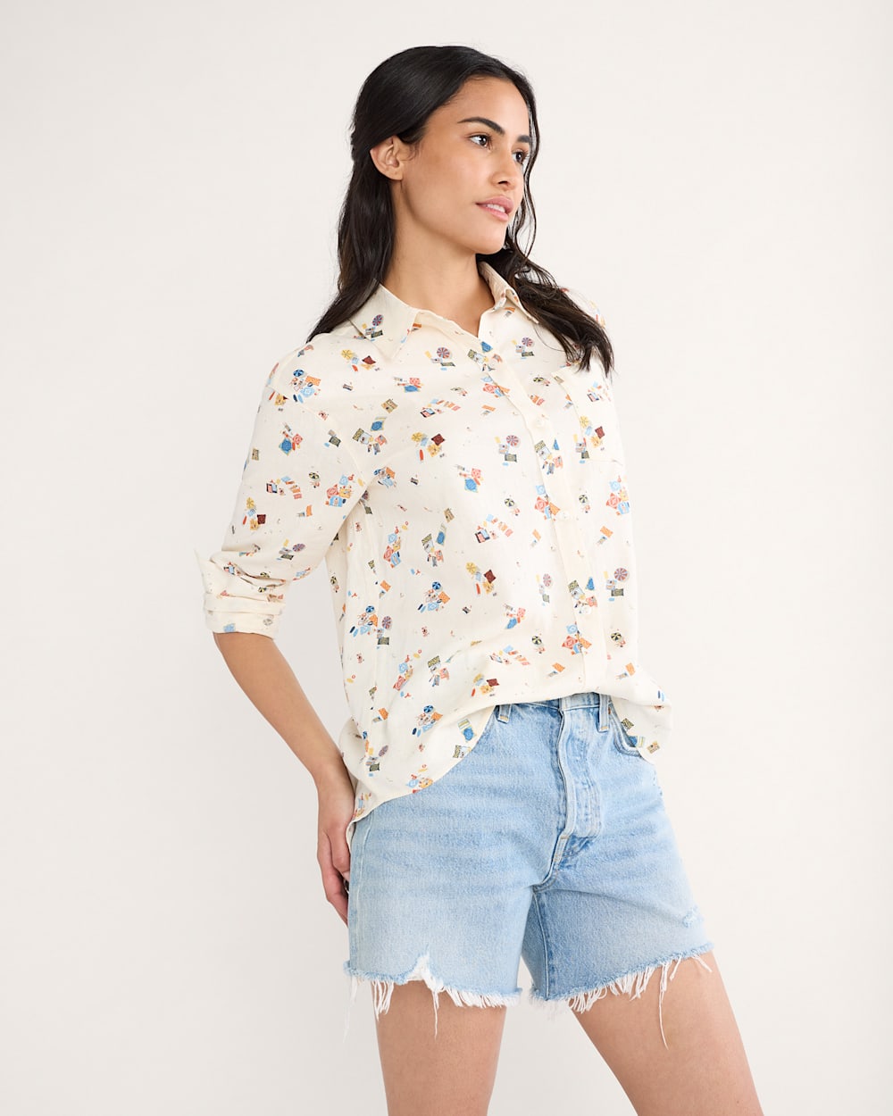 Shop Women's Beach Print Coastal Linen Shirt Lightweight and Stylish - Pendleton Great Value