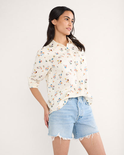Shop Women's Beach Print Coastal Linen Shirt Lightweight and Stylish - Pendleton Great Value
