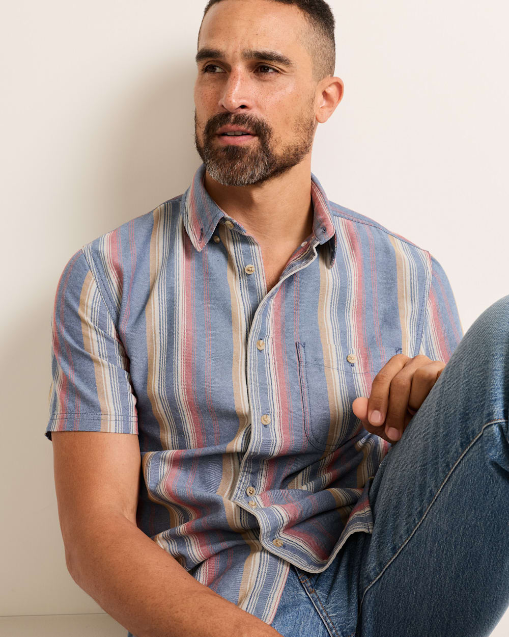 Shop Men's Short-Sleeve Stripe Cotton Bayside Shirt - Pendleton Trending