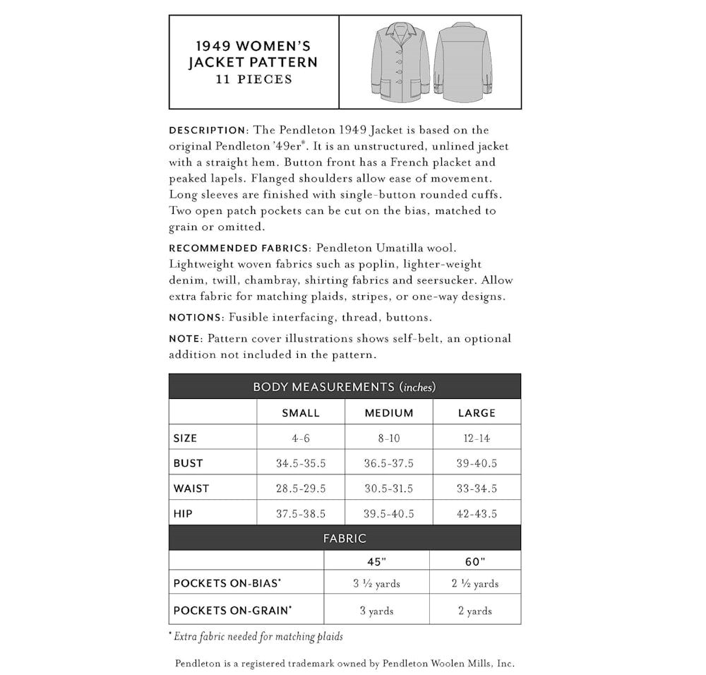 Shop Women's 1949 Jacket Pattern - Pendleton Trending